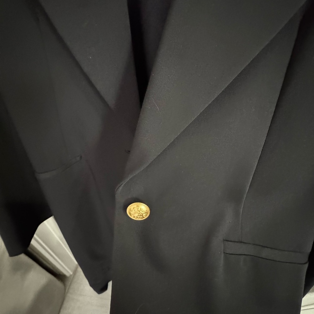 Alice + Olivia Black Long Blazer Coat with Gold Button - Picture 3 of 11